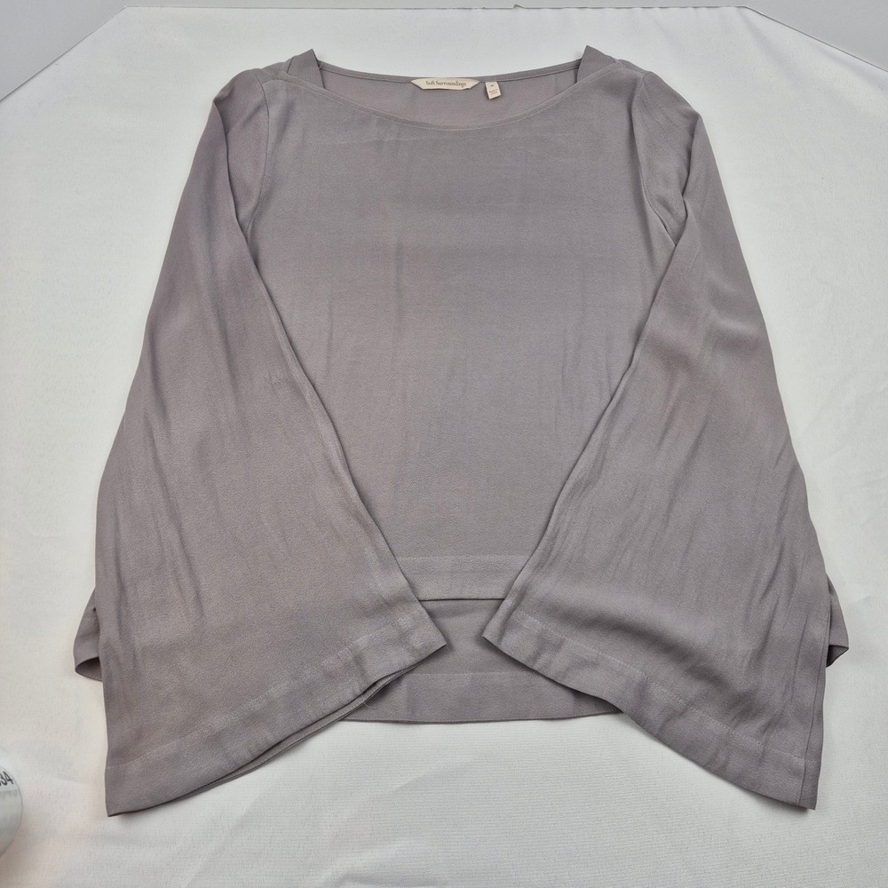 Soft Surroundings Gray Long Bell Sleeve Tunic Top Blouse Womens M Minimalist - Picture 5 of 9